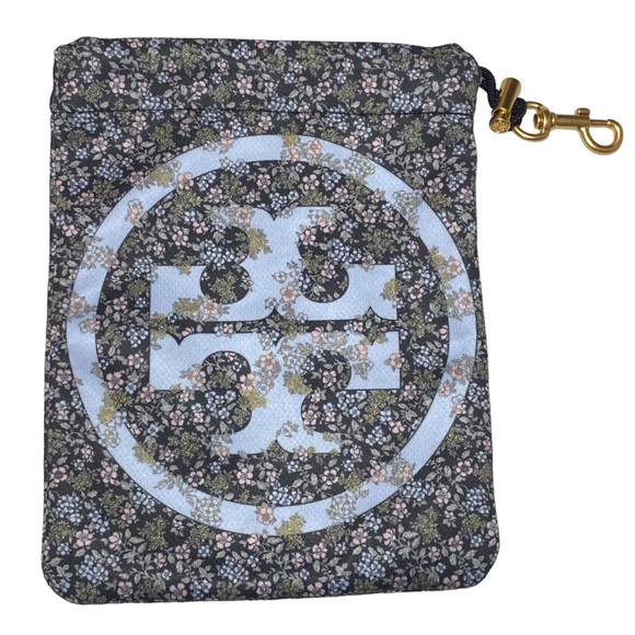 Tory Burch Floral Drawstring Pouch Bag With Leash Clip - Picture 3 of 7